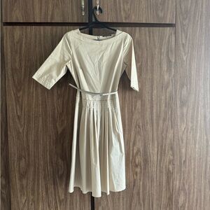 Elie Tahari Cream Pleated Tea Dress Size 2